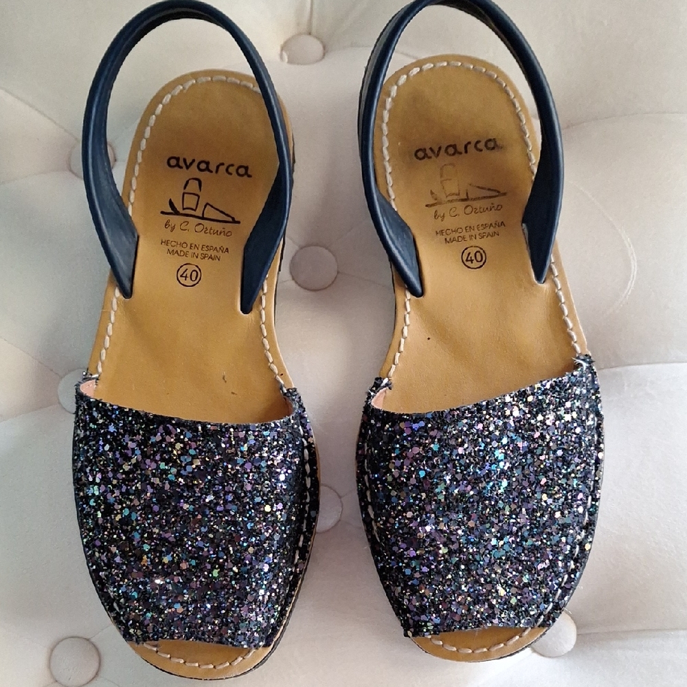 Purple Blue Sparkle Glitter Avarca Spanish Sandal 40 10
